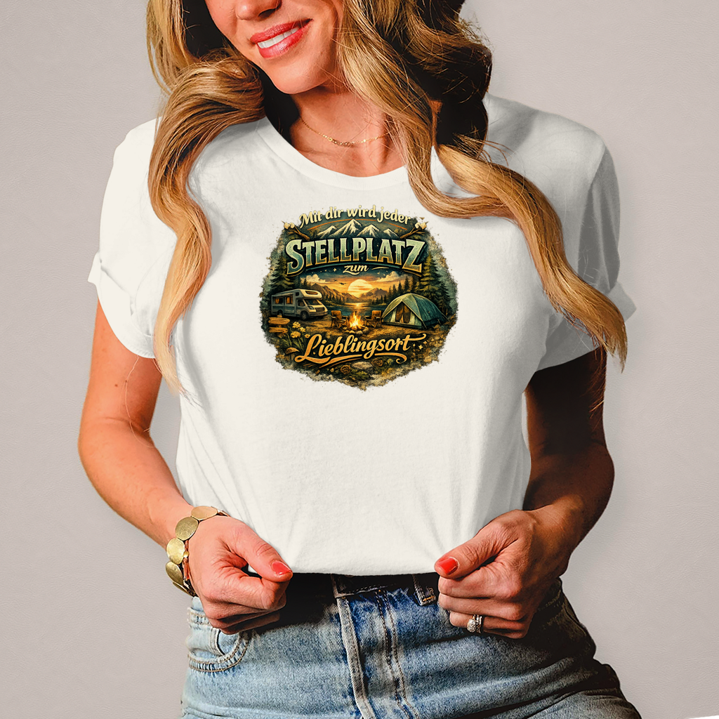 Damen T-Shirt Mit dir wird jeder Stellplatz zum Lieblingsort