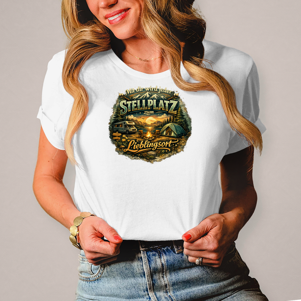 Damen T-Shirt Mit dir wird jeder Stellplatz zum Lieblingsort