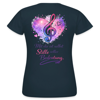 Damen T-Shirt Baumwolle – bequemes Basic Shirt für Alltag & Freizeit | leicht figurbetont | Wortmelodie Moments - Navy