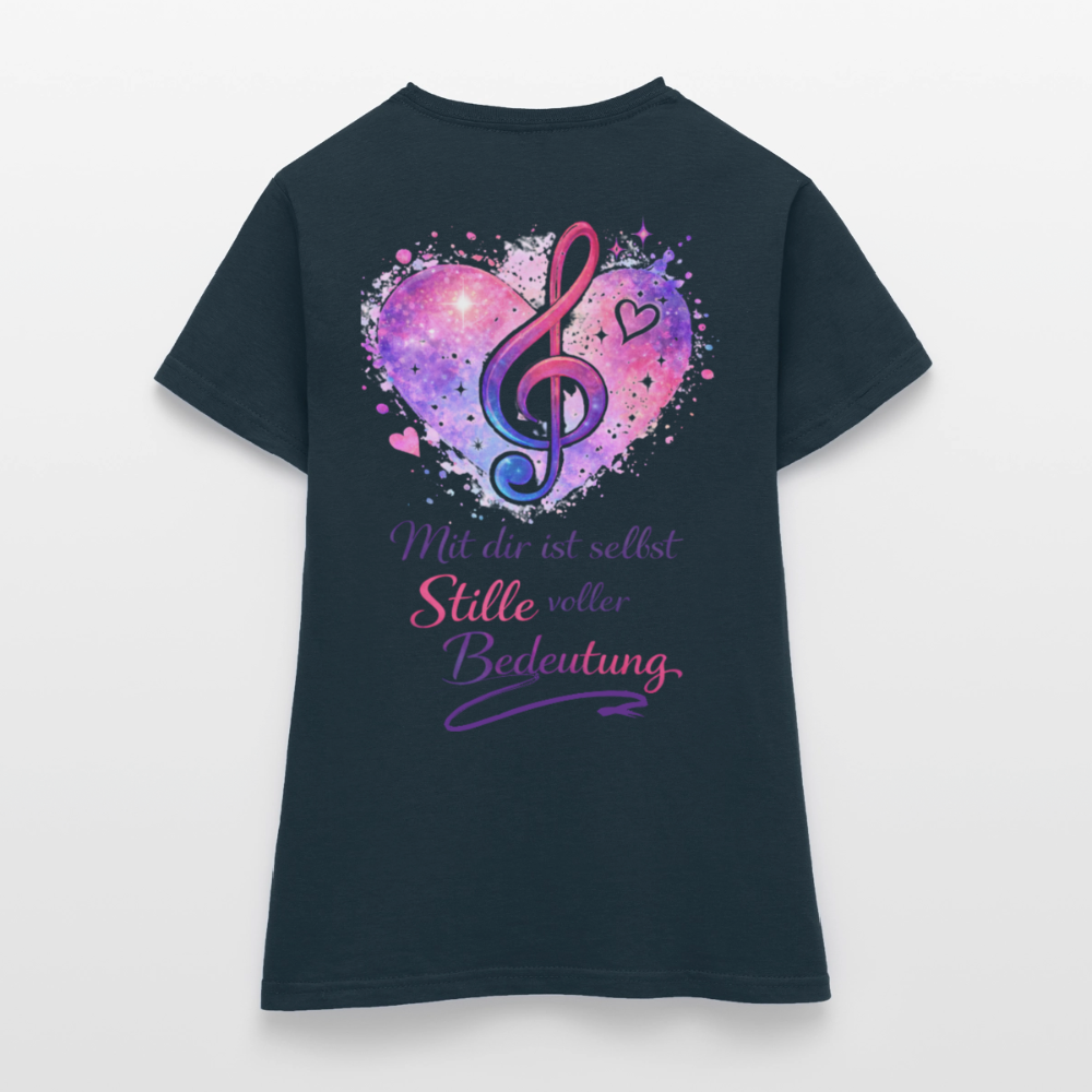 Damen T-Shirt Baumwolle – bequemes Basic Shirt für Alltag & Freizeit | leicht figurbetont | Wortmelodie Moments - Navy