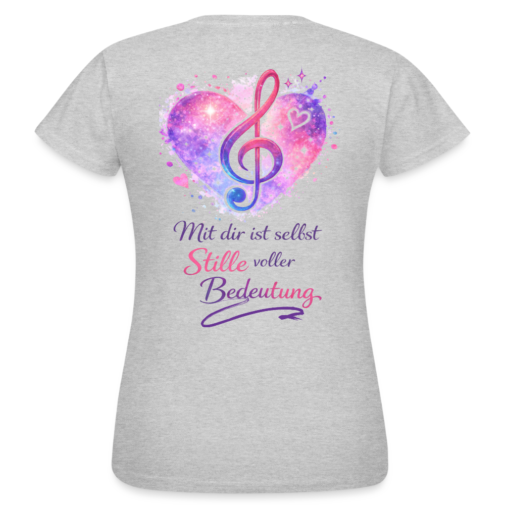 Damen T-Shirt Baumwolle – bequemes Basic Shirt für Alltag & Freizeit | leicht figurbetont | Wortmelodie Moments - Grau meliert