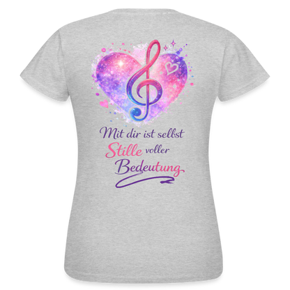 Damen T-Shirt Baumwolle – bequemes Basic Shirt für Alltag & Freizeit | leicht figurbetont | Wortmelodie Moments - Grau meliert