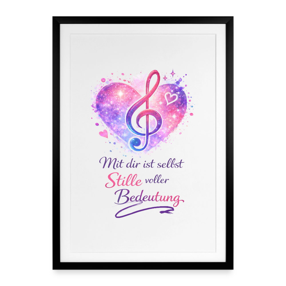 Gerahmtes Poster "Stille voller Bedeutung" (49 × 69 cm) | Wortmelodie Moments - Schwarz