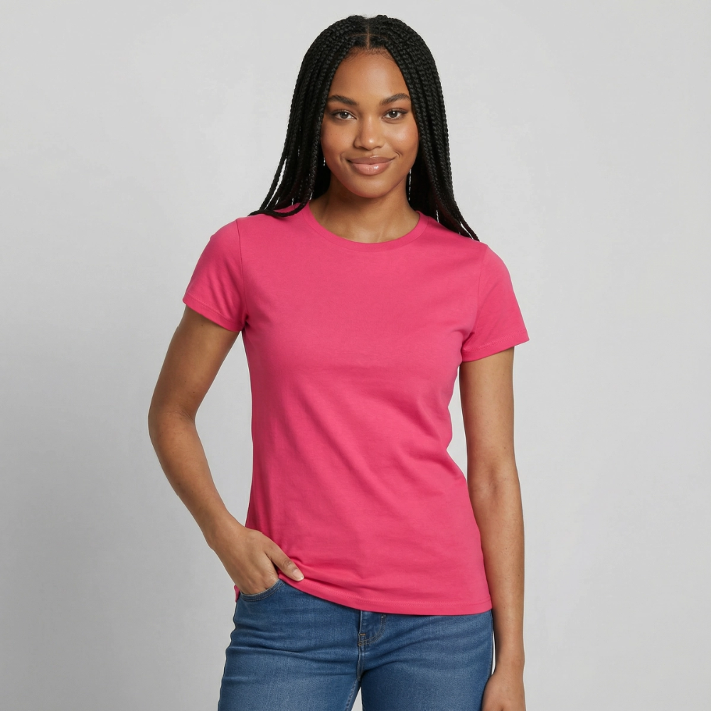 Damen T-Shirt Baumwolle – bequemes Basic Shirt für Alltag & Freizeit | leicht figurbetont | Wortmelodie Moments - Azalea