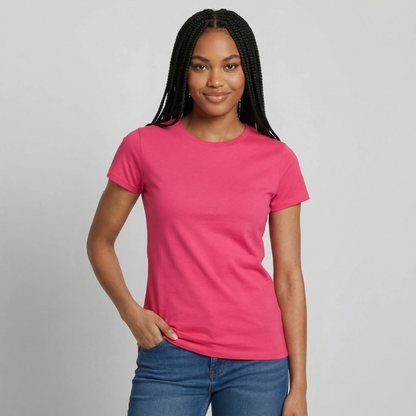 Damen T-Shirt Baumwolle – bequemes Basic Shirt für Alltag & Freizeit | leicht figurbetont | Wortmelodie Moments - Azalea