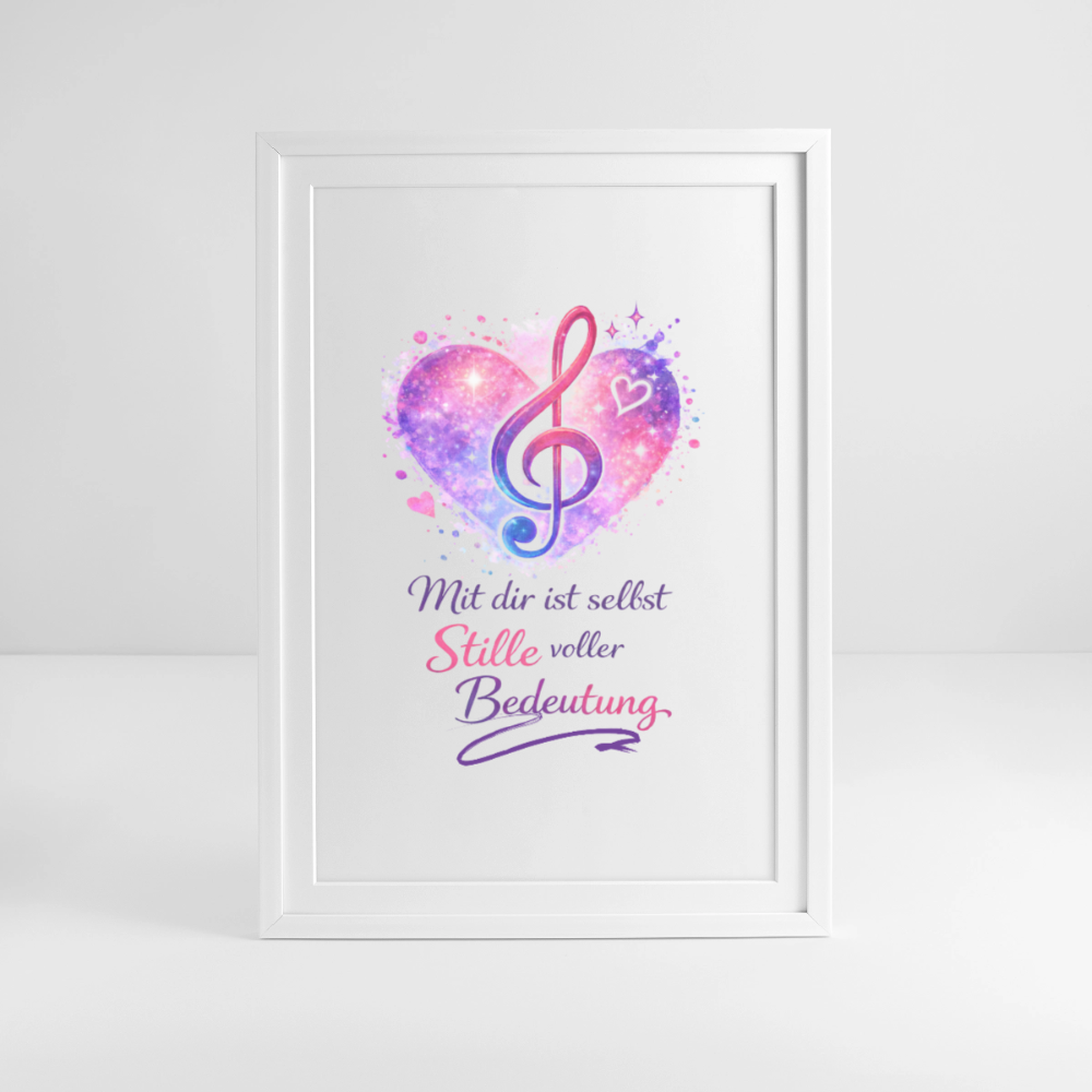 Gerahmtes Poster "Stille voller Bedeutung" (49 × 69 cm) | Wortmelodie Moments - Weiß