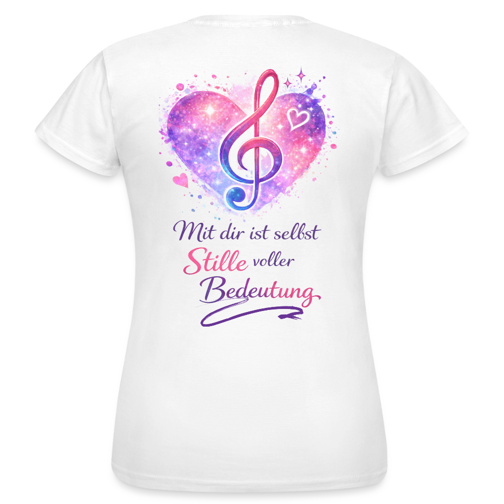 Damen T-Shirt Baumwolle – bequemes Basic Shirt für Alltag & Freizeit | leicht figurbetont | Wortmelodie Moments - Weiß