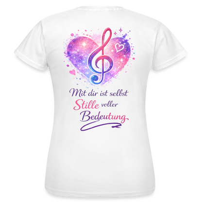 Damen T-Shirt Baumwolle – bequemes Basic Shirt für Alltag & Freizeit | leicht figurbetont | Wortmelodie Moments - Weiß