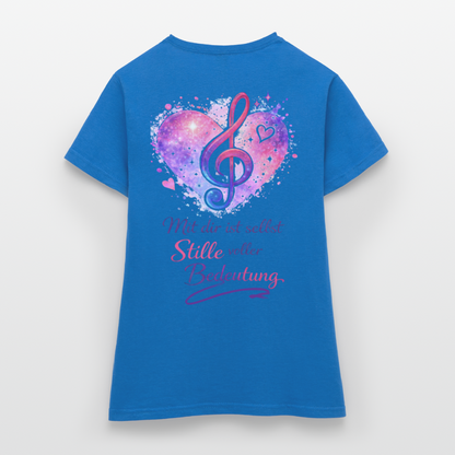 Damen T-Shirt Baumwolle – bequemes Basic Shirt für Alltag & Freizeit | leicht figurbetont | Wortmelodie Moments - Royalblau