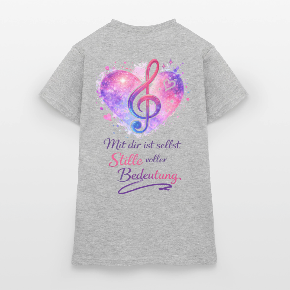 Damen T-Shirt Baumwolle – bequemes Basic Shirt für Alltag & Freizeit | leicht figurbetont | Wortmelodie Moments - Grau meliert