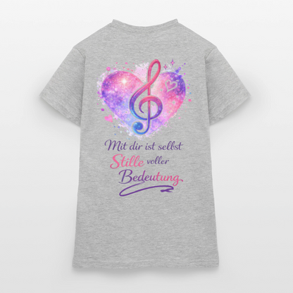 Damen T-Shirt Baumwolle – bequemes Basic Shirt für Alltag & Freizeit | leicht figurbetont | Wortmelodie Moments - Grau meliert