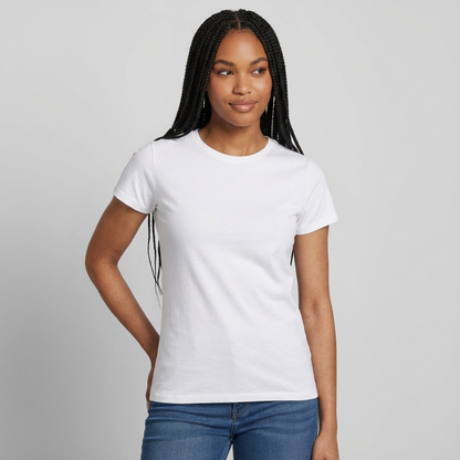 Damen T-Shirt Baumwolle – bequemes Basic Shirt für Alltag & Freizeit | leicht figurbetont | Wortmelodie Moments - Weiß