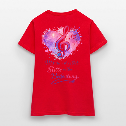 Damen T-Shirt Baumwolle – bequemes Basic Shirt für Alltag & Freizeit | leicht figurbetont | Wortmelodie Moments - Rot