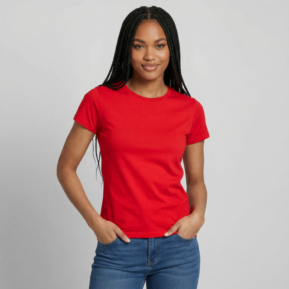 Damen T-Shirt Baumwolle – bequemes Basic Shirt für Alltag & Freizeit | leicht figurbetont | Wortmelodie Moments - Rot