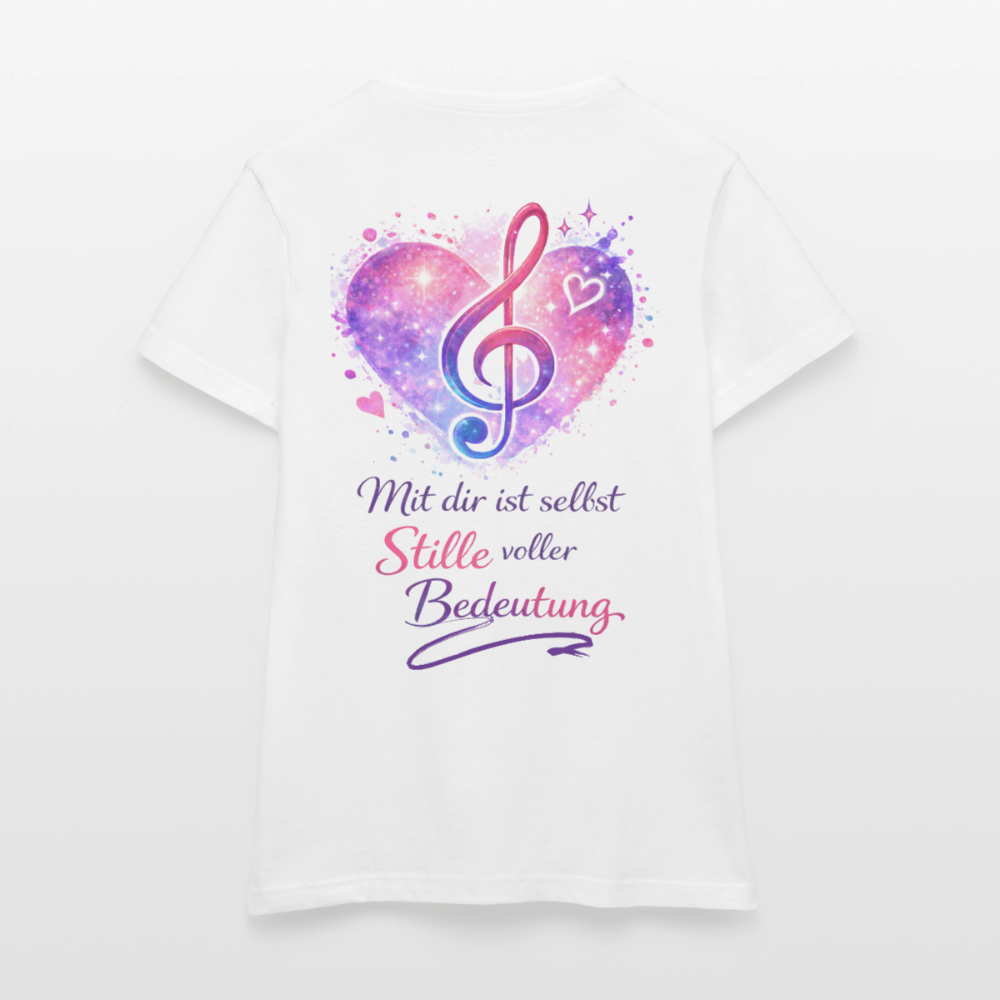 Damen T-Shirt Baumwolle – bequemes Basic Shirt für Alltag & Freizeit | leicht figurbetont | Wortmelodie Moments - Weiß