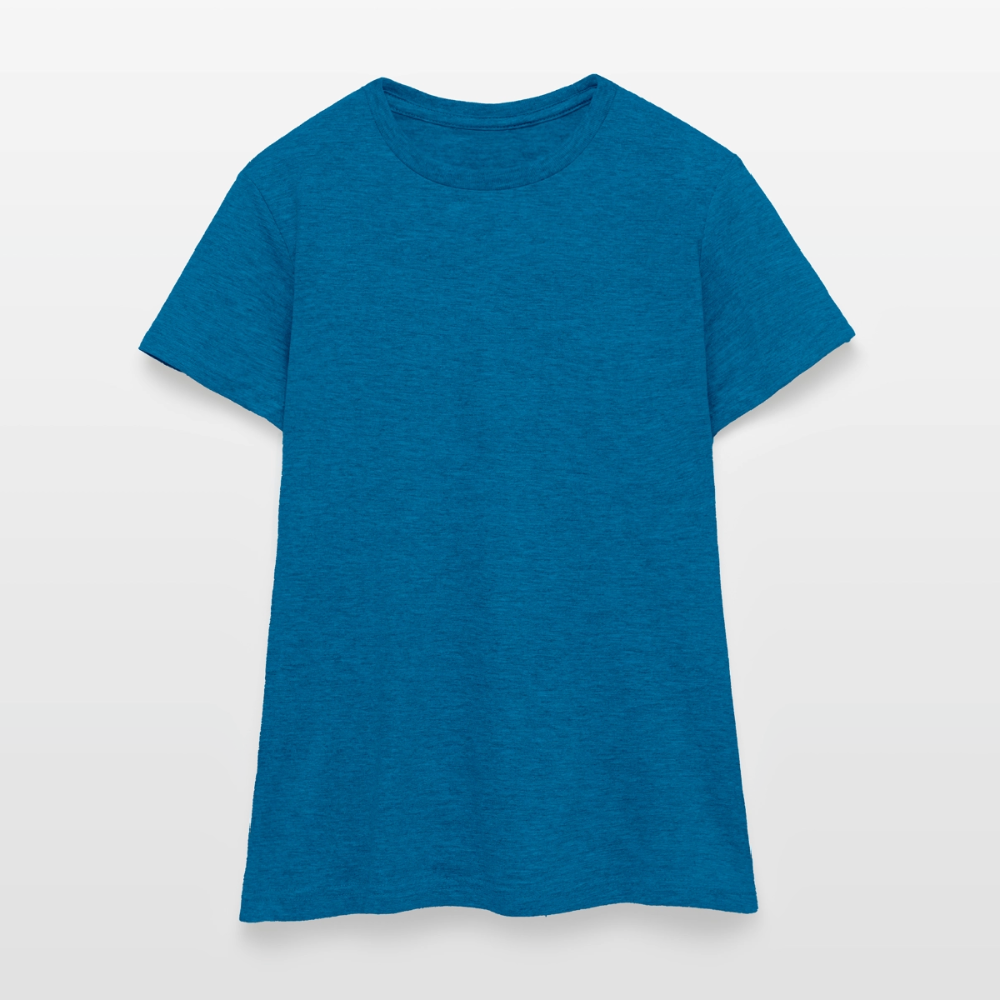 Damen T-Shirt Baumwolle – bequemes Basic Shirt für Alltag & Freizeit | leicht figurbetont | Wortmelodie Moments - Antikblaues Saphir meliert