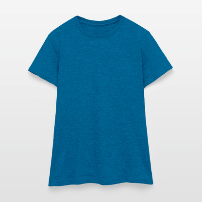 Damen T-Shirt Baumwolle – bequemes Basic Shirt für Alltag & Freizeit | leicht figurbetont | Wortmelodie Moments - Antikblaues Saphir meliert