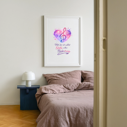 Gerahmtes Poster "Stille voller Bedeutung" (49 × 69 cm) | Wortmelodie Moments - Weiß