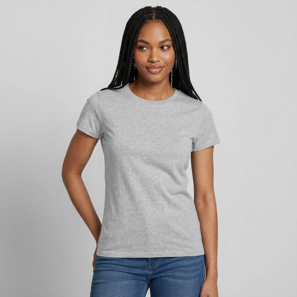 Damen T-Shirt Baumwolle – bequemes Basic Shirt für Alltag & Freizeit | leicht figurbetont | Wortmelodie Moments - Grau meliert