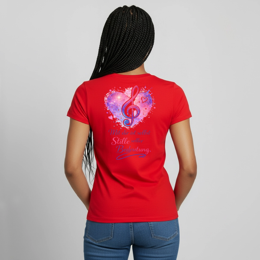 Damen T-Shirt Baumwolle – bequemes Basic Shirt für Alltag & Freizeit | leicht figurbetont | Wortmelodie Moments - Rot