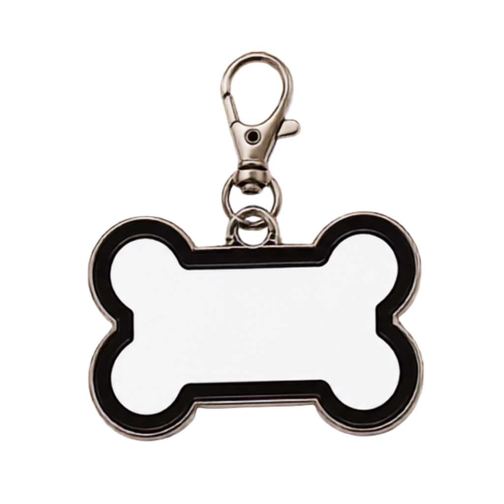 DIY Hundeanhänger aus Metall zum Sublimieren und Personalisieren in verschiedenen Farben und Formen von Wortmelodie Moments. Farbe Schwarz.