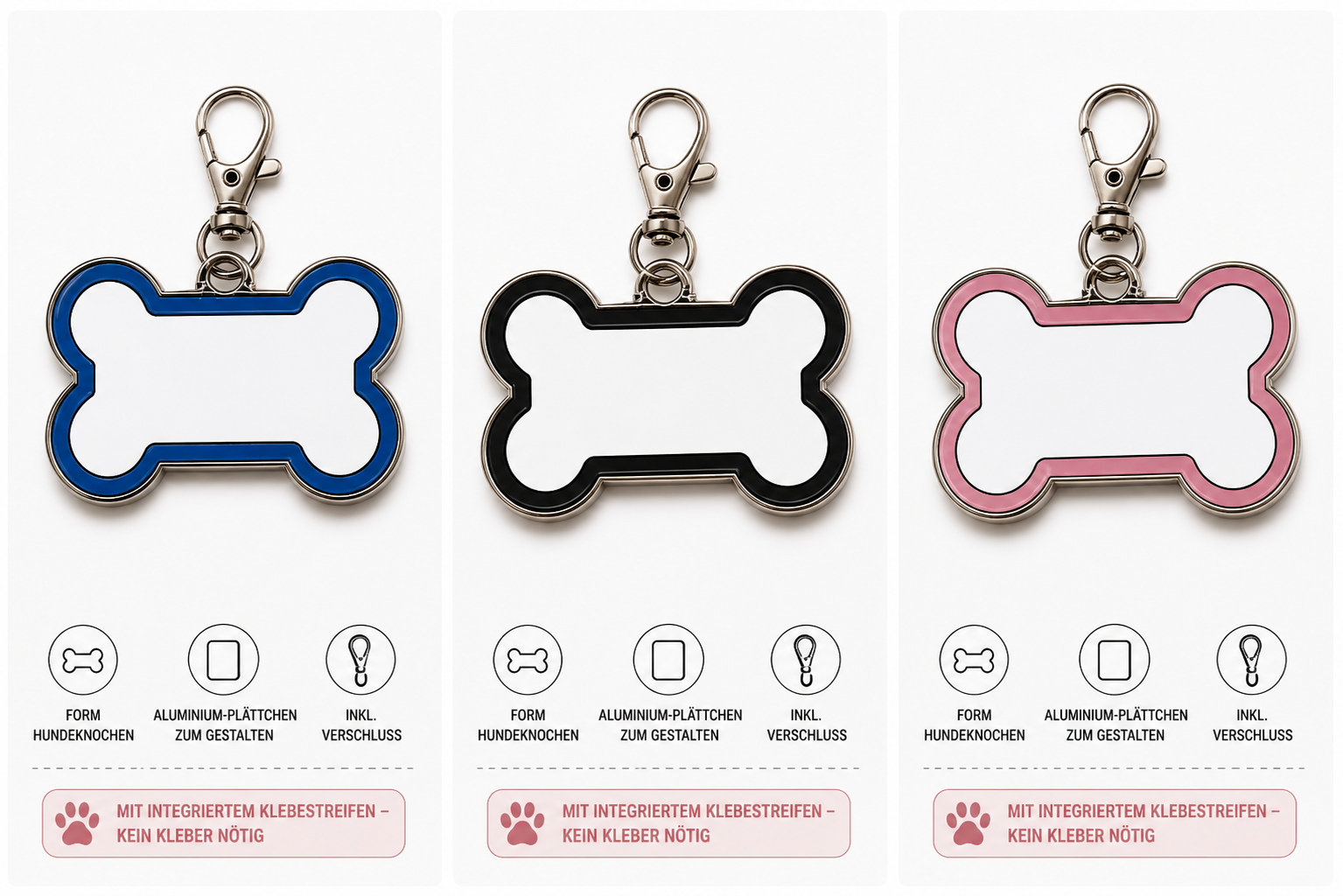 DIY Hundeanhänger aus Metall zum Sublimieren und Personalisieren in verschiedenen Farben und Formen von Wortmelodie Moments. Verschiedene Farben