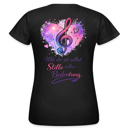 Damen T-Shirt Baumwolle – bequemes Basic Shirt für Alltag & Freizeit | leicht figurbetont | Wortmelodie Moments - Schwarz