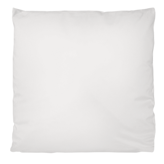 Rückseite des Flauschiges weißes Kopfkissen mit Herz-Motiv, Notenschlüssel und dem Spruch "Mit dir fühlt sich selbst ein ganz normaler Tag besonders an"